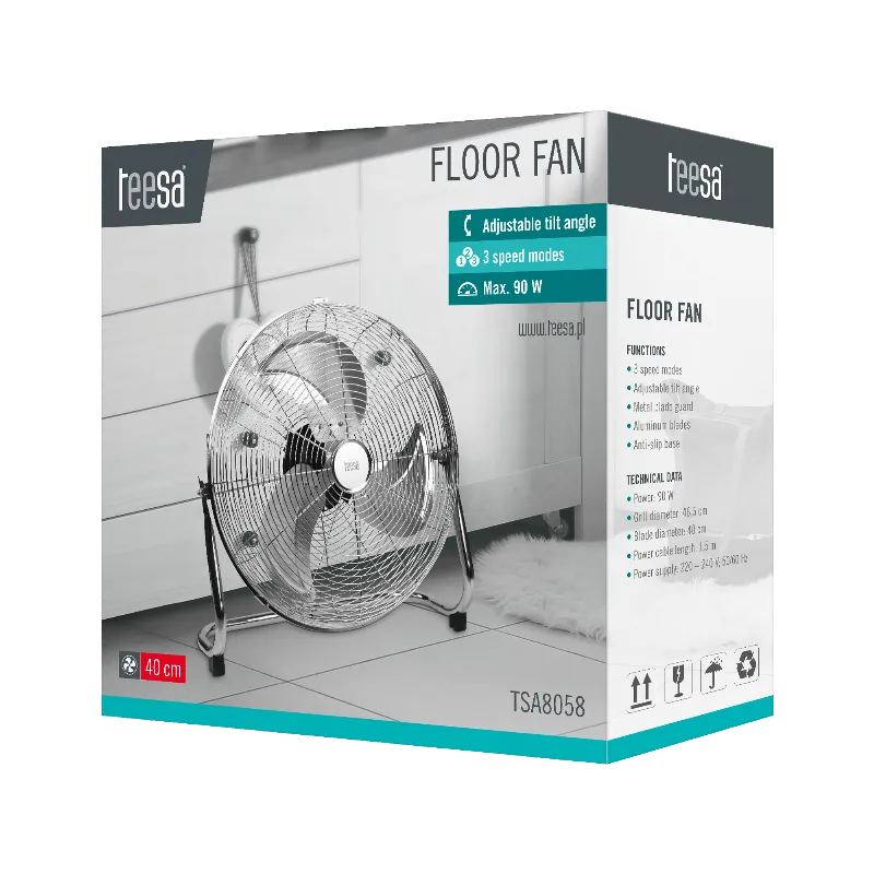 Ventilator Podea 40CM 3 Viteze 90W Teesa