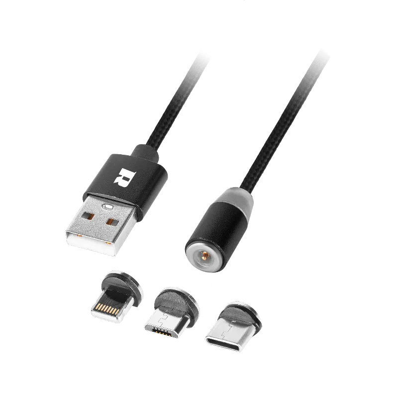 Cablu USB Magnetic 3 in 1 100CM Negru Rebel