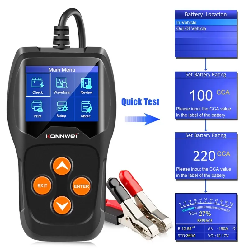 Tester Baterii Auto KW600 Konweii